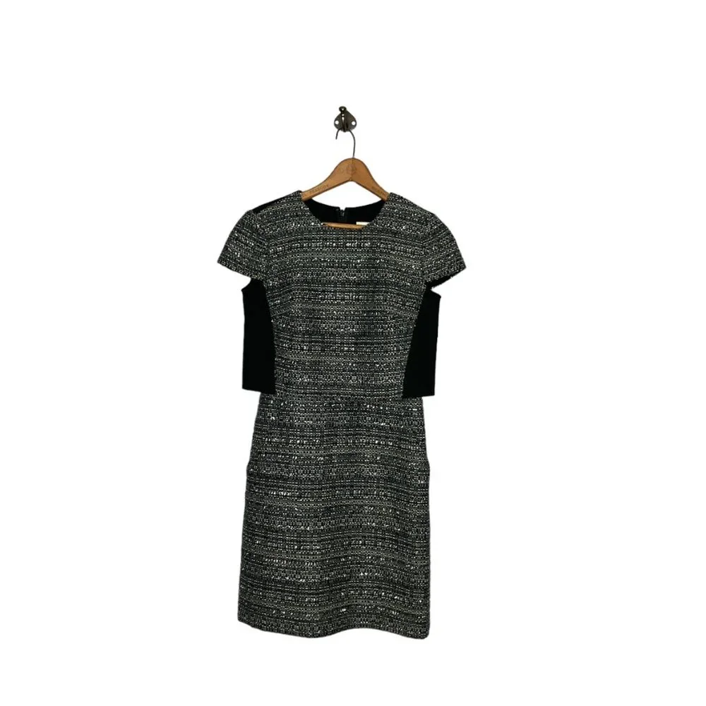 New Tory Burch Size 2‎ Deandra Mock Two Piece Metallic Tweed Shift Dress $425